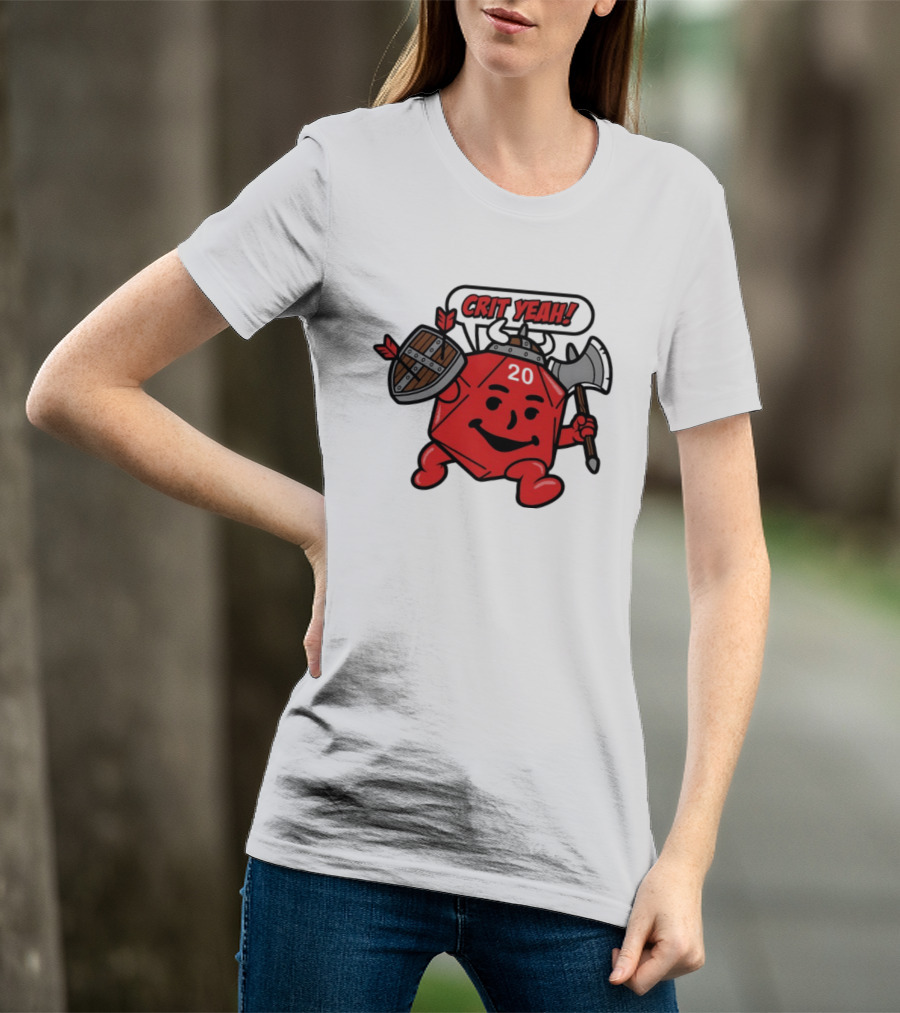 Crit Yeah D20 Viking Dice With Axe And Shield T-Shirt