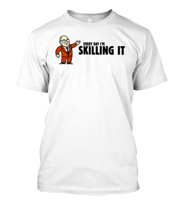 Every Day I'm Skilling It Funny Boss Cartoon In Orange Suit T-Shirt
