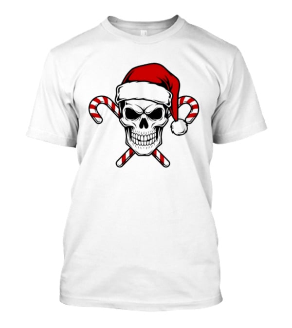 Referee Skullz Santa Skullz Christmas Candy Cane Skull T-Shirt