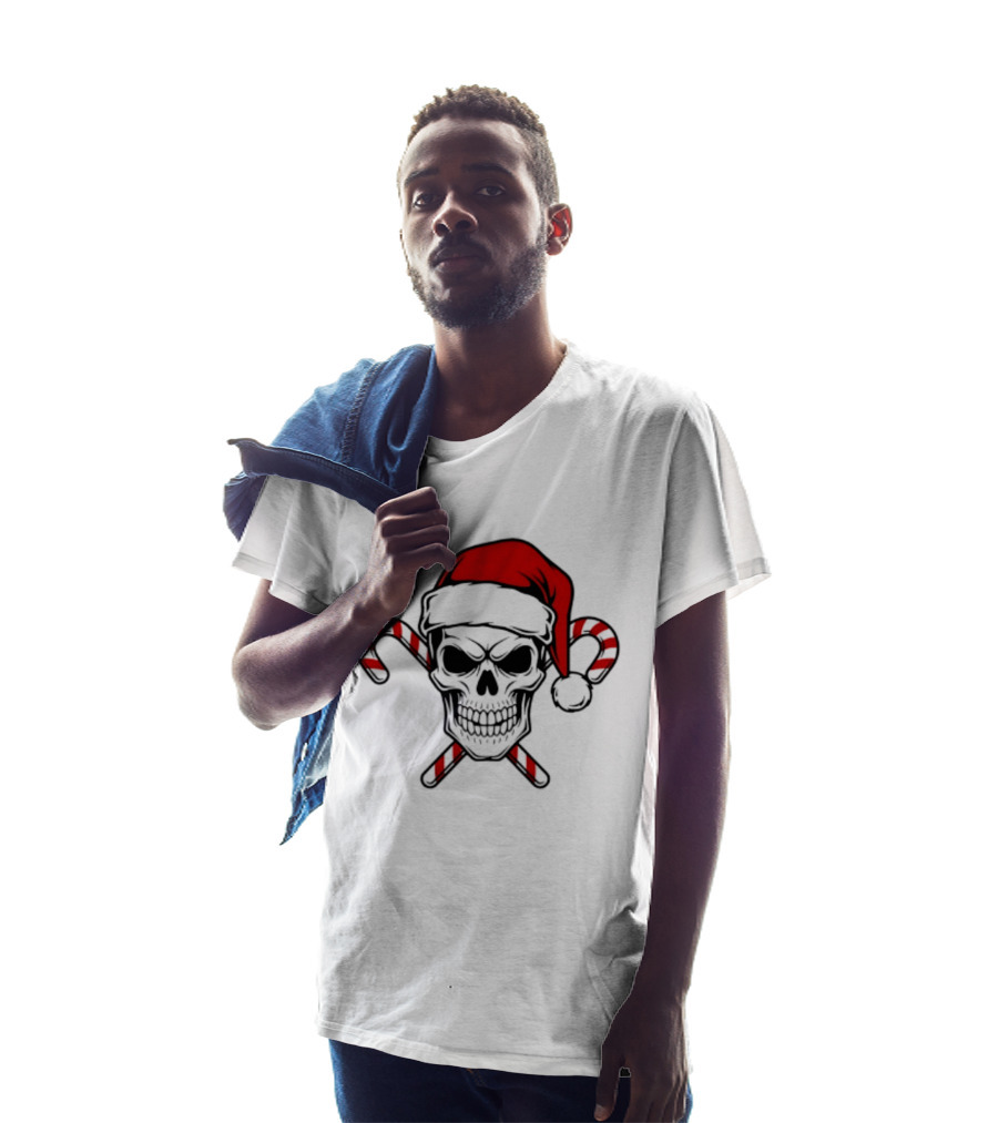 Referee Skullz Santa Skullz Christmas Candy Cane Skull T-Shirt