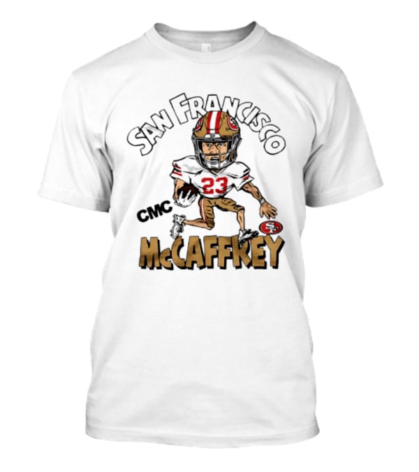 San Francisco 49ers CMC McCaffrey Caricature Football 23 T-Shirt