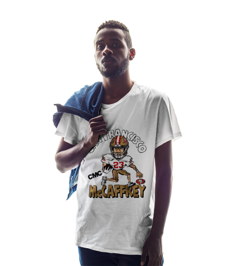 San Francisco 49ers CMC McCaffrey Caricature Football 23 T-Shirt