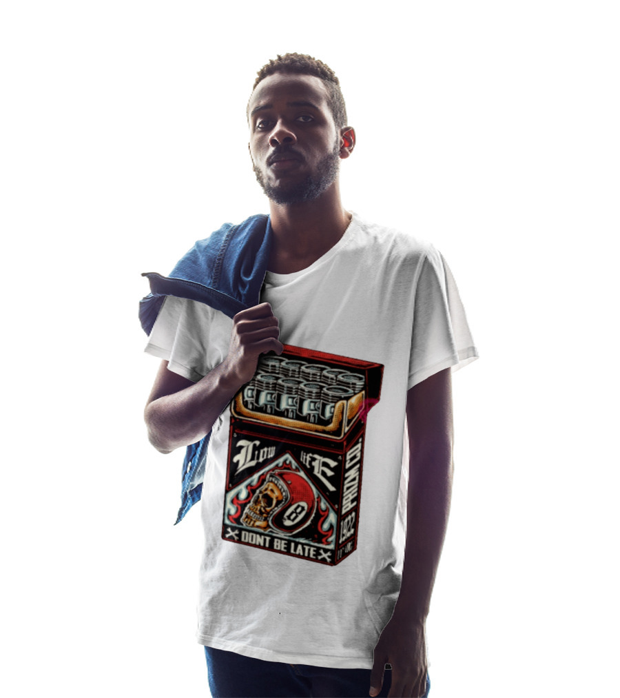 Low Life Prizm Co Don't Be Late Skull Helmet Pistons Pack T-Shirt