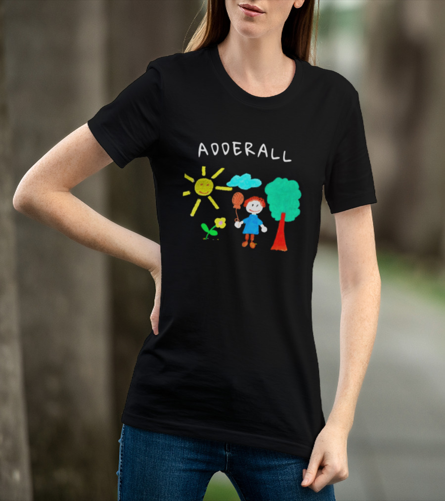 Childhood ADHD Awareness Adderall Child Drawing With Sun And Tree T-Shirt