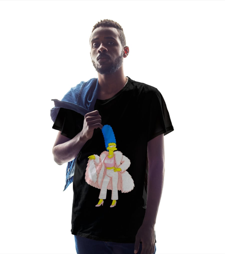 Marge Simpson Milf Pink Fur Coat The Simpsons Cartoon Iconic Character Fashion T-Shirt