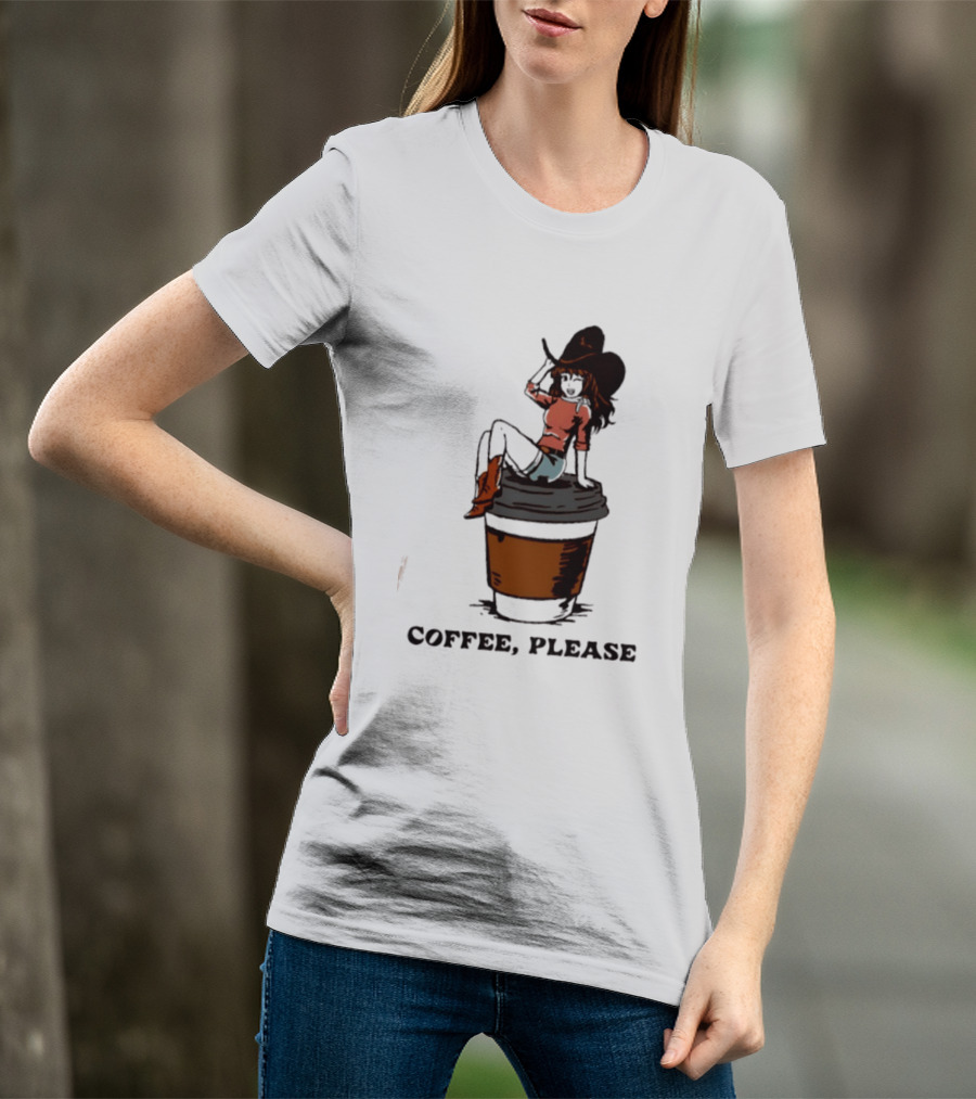 Cowgirl Coffee Please Western Caffeine Cartoon T-Shirt