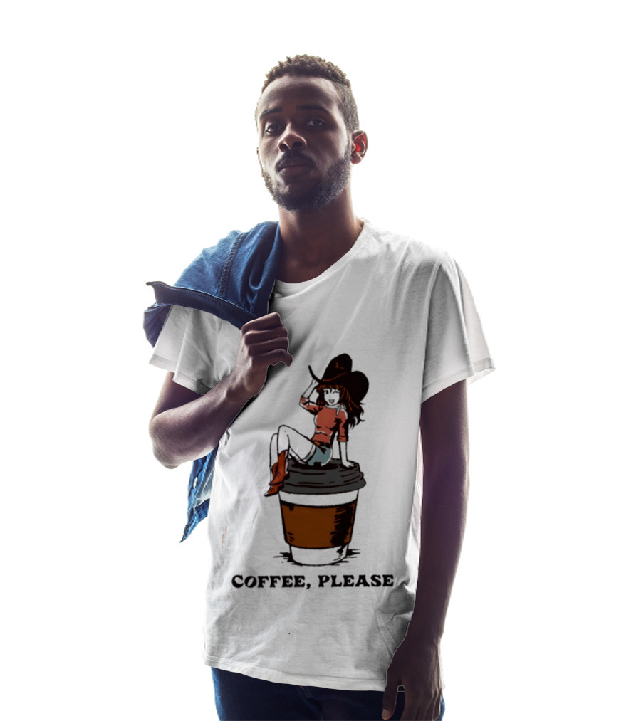 Cowgirl Coffee Please Western Caffeine Cartoon T-Shirt