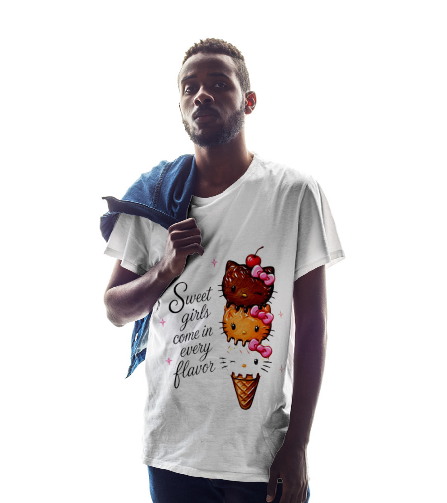 Sweet Girls Come In Every Flavor Hello Kitty Ice Cream Cone T-Shirt
