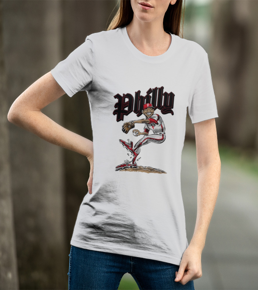 Philly Baseball Player Caricature T-Shirt