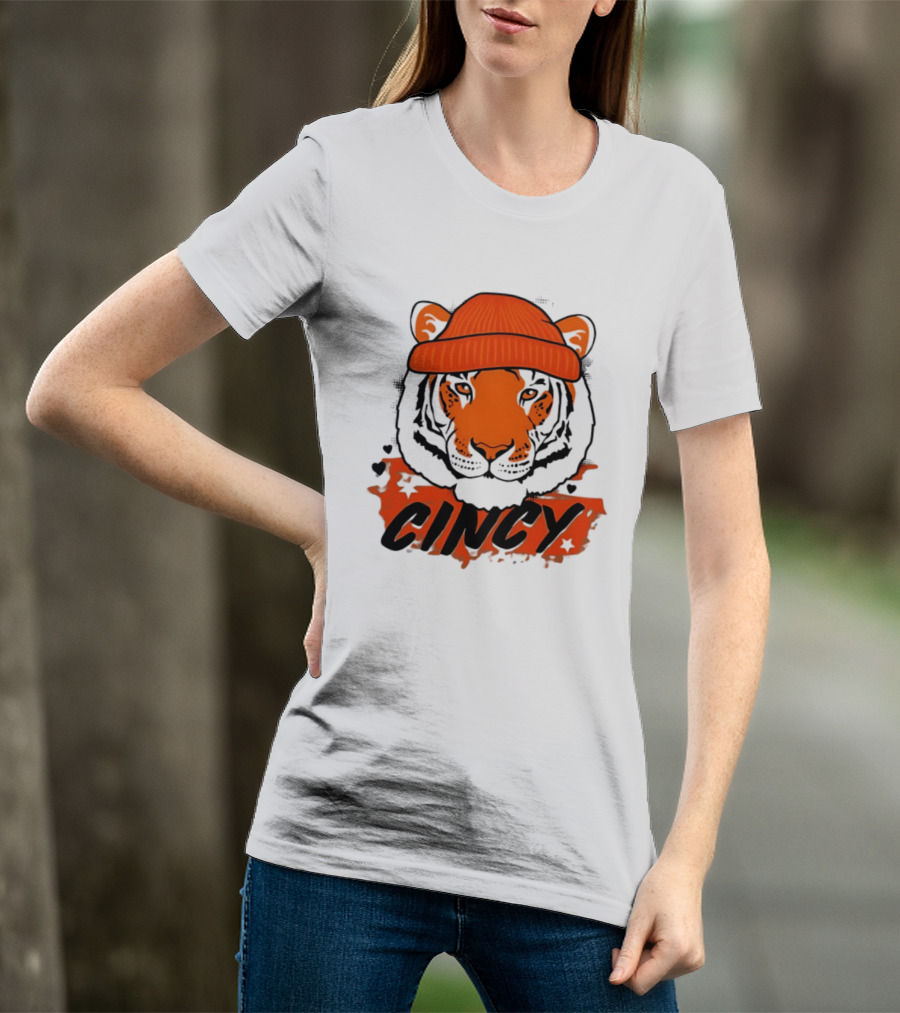 Cincy Tiger Beanie Cincinnati Bengals Football T-Shirt