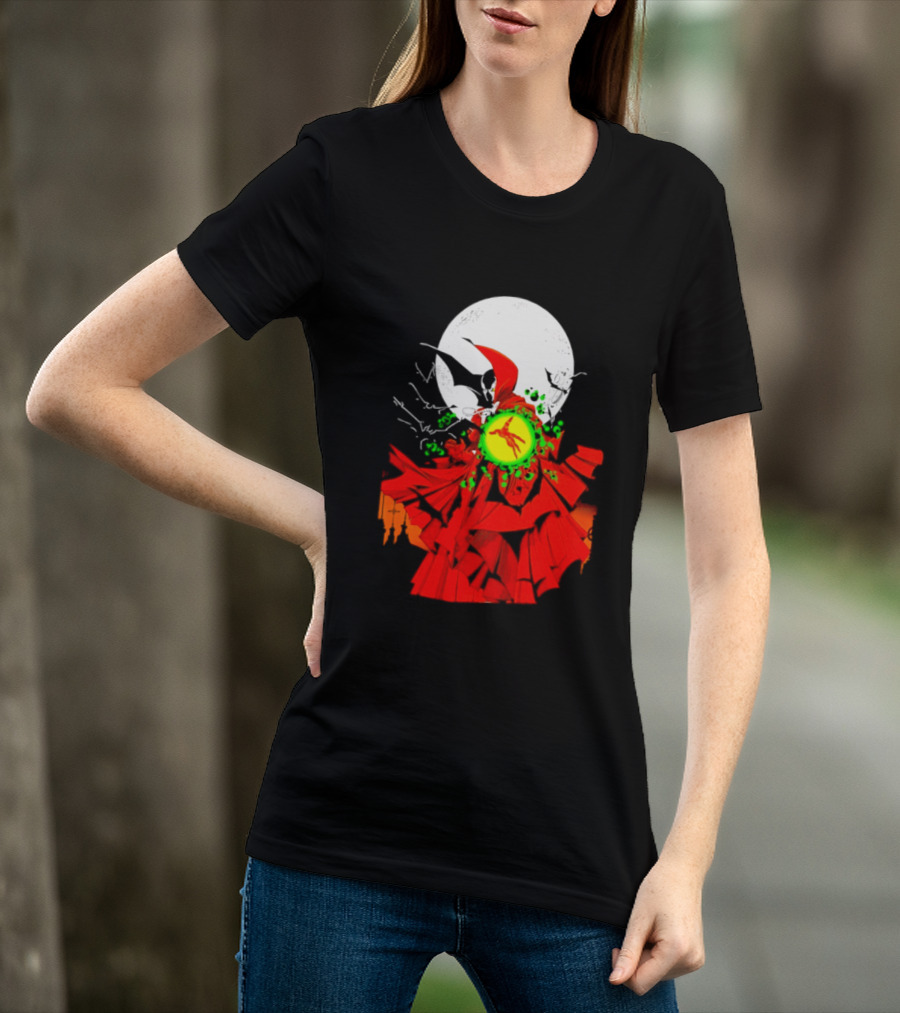 Graveyard Shift Whitegold Industries Spawn Halloween 2026 Full Red Moon T-Shirt