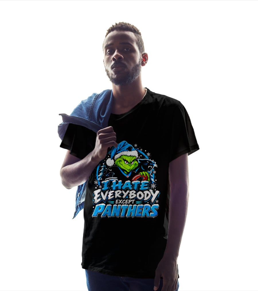 Carolina Panthers Grinch I Hate Everybody Except Panthers Fans Christmas Holiday T-Shirt