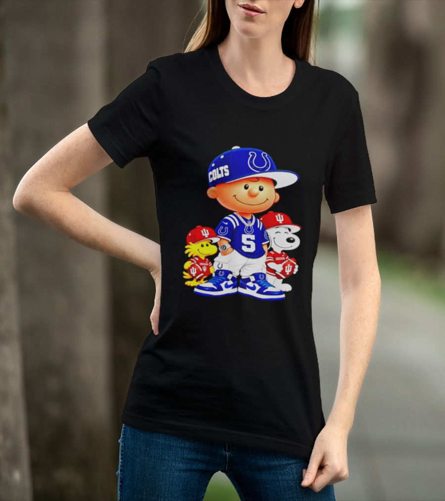 Charlie Brown And Snoopy Indianapolis Colts Indiana Hoosiers Football Team Merchandise T-Shirt