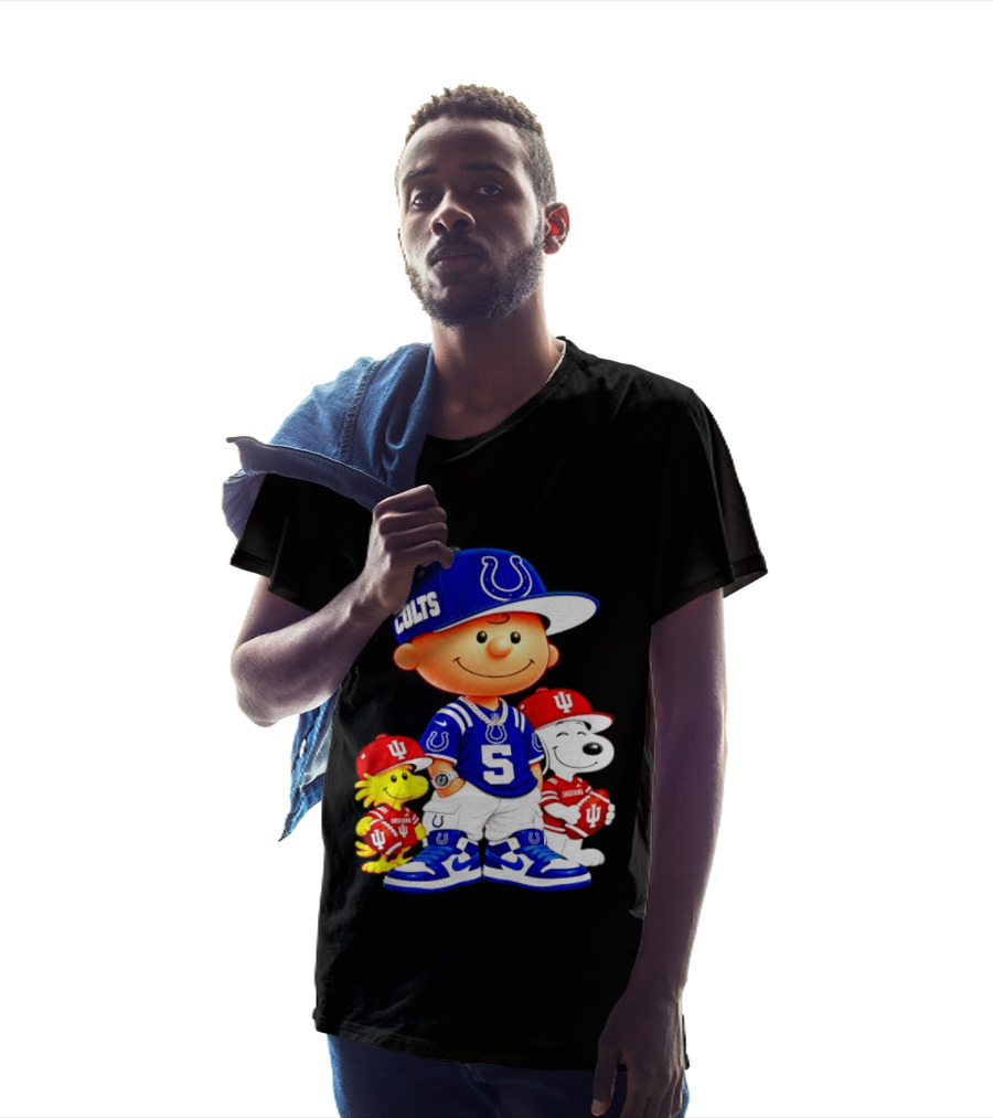 Charlie Brown And Snoopy Indianapolis Colts Indiana Hoosiers Football Team Merchandise T-Shirt
