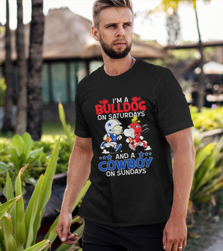 I'm A Bulldog On Saturdays And A Cowboy On Sundays Football Peanuts Sports T-Shirt
