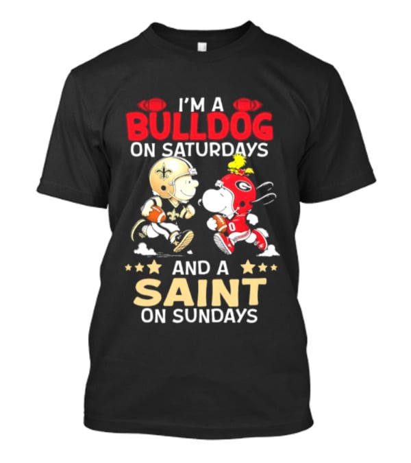 I'm A Bulldog On Saturdays And A Saint On Sundays Football Peanuts T-Shirt
