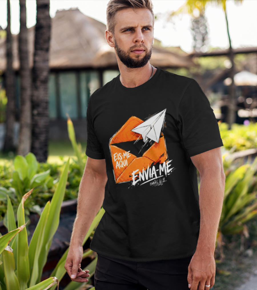Eis Me Aqui Envia Me Isaias 6 8 Christian Envelope Paper Airplane T-Shirt