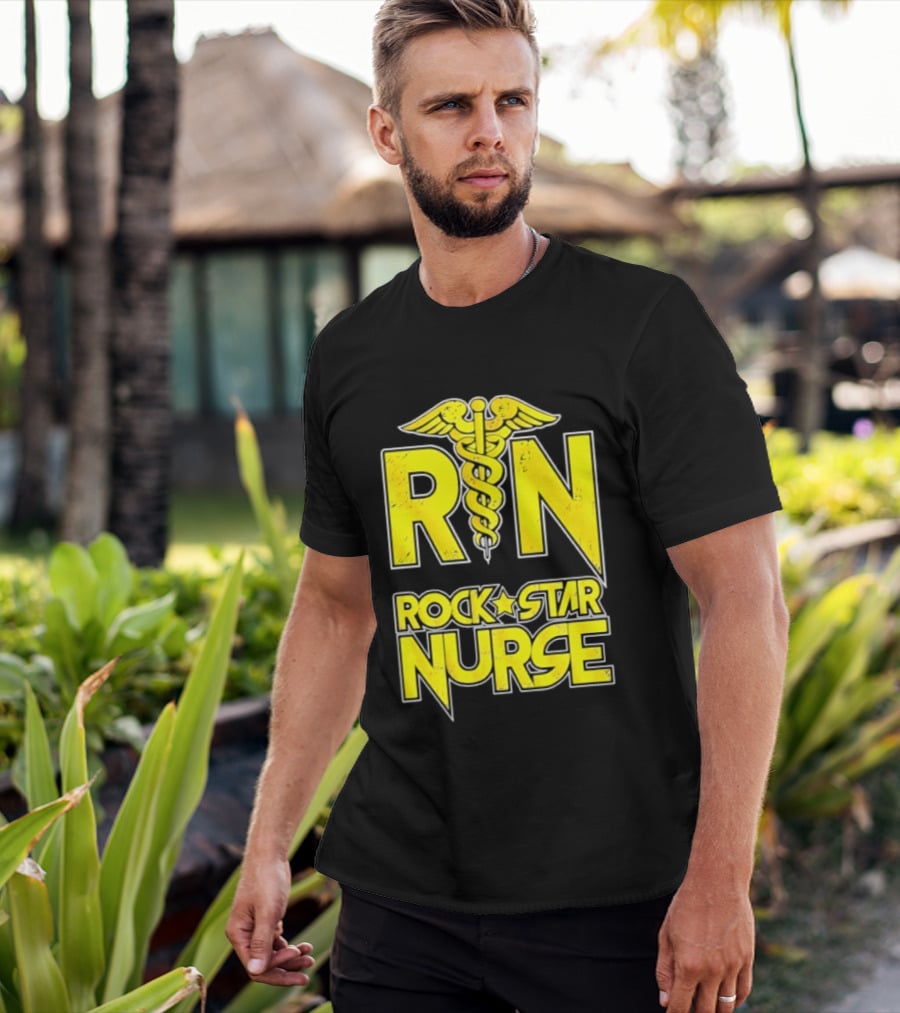 RN Rock Star Nurse Medical Professional Caduceus T-Shirt