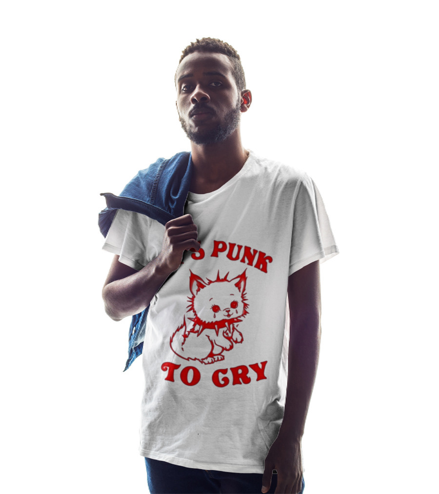 It's Punk To Cry Cat Spiked Collar T-Shirt