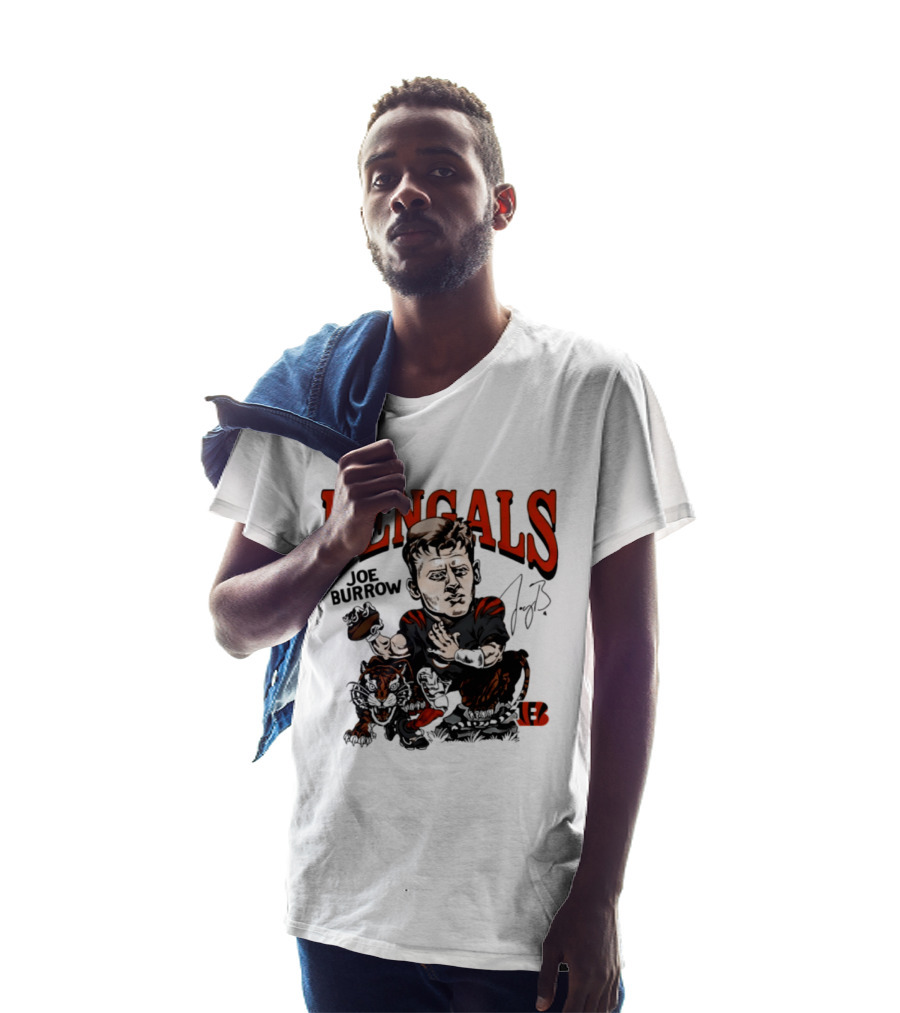 Cincinnati Bengals Joe Burrow Caricature NFL Player T-Shirt