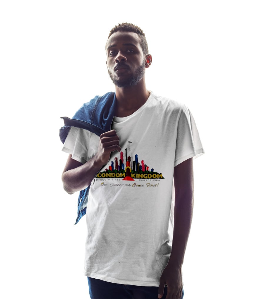 Condom Kingdom 441 South Street Philadelphia Our Customers Come First Skyline T-Shirt