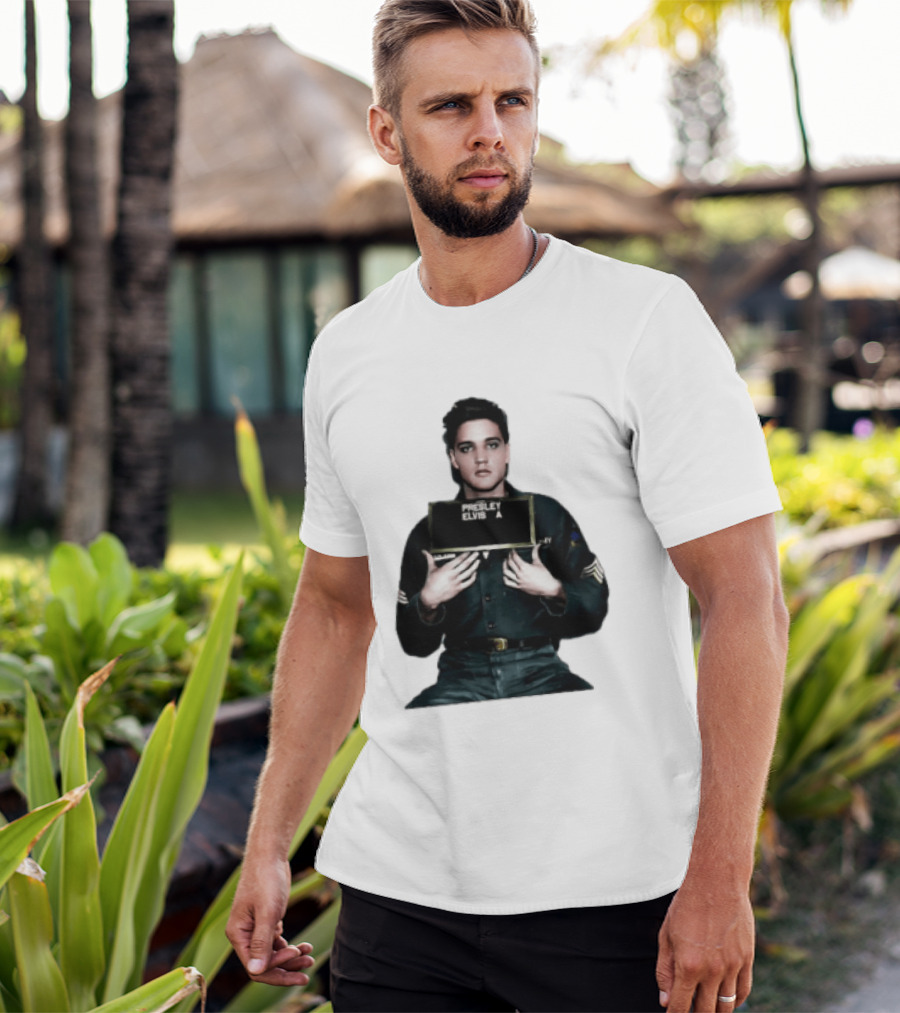 Elvis Presley Army Shot King Of Rock And Roll Iconic Military T-Shirt