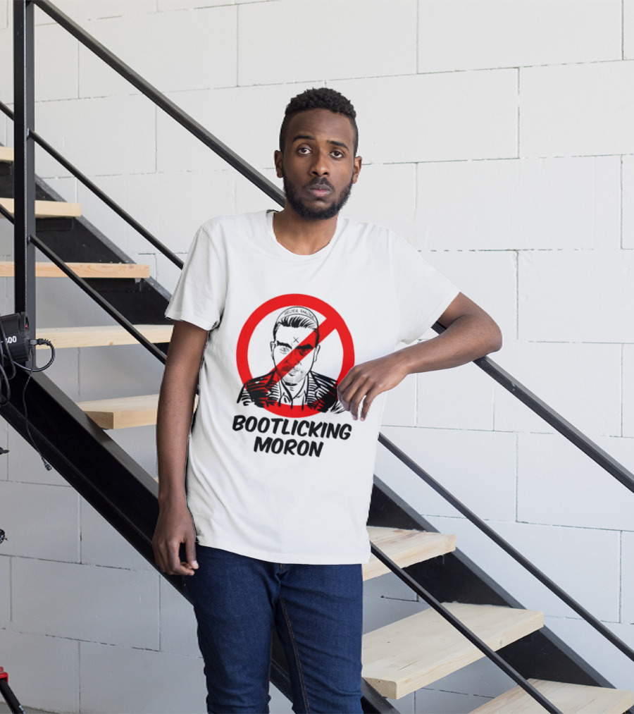 Helter Skelter Bootlicking Moron Red Circle Crossed Out Brian Walsby T-Shirt