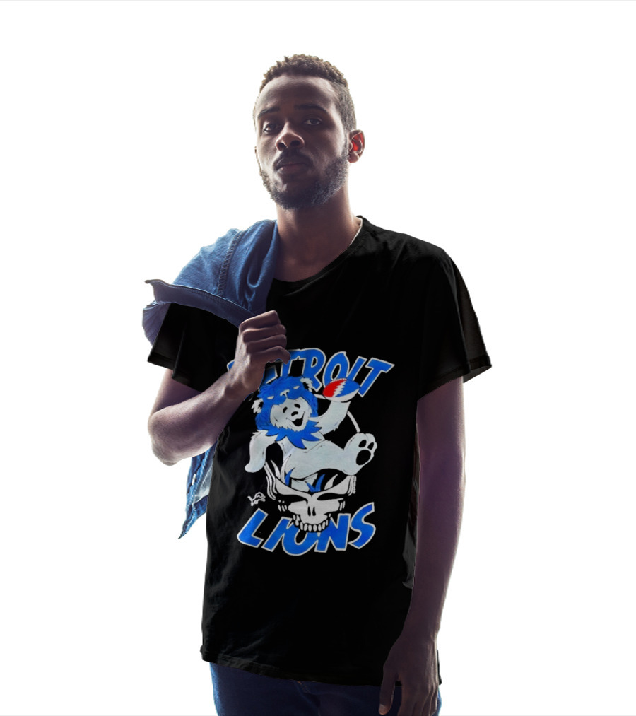 Detroit Lions Grateful Dead Bear With Skull T-Shirt