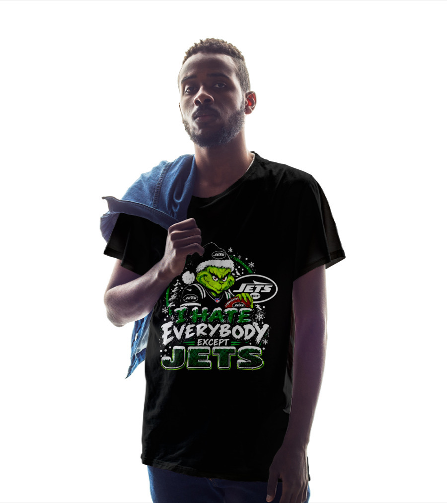 New York Jets Grinch I Hate Everybody Except Jets Fans Christmas Holiday T-Shirt