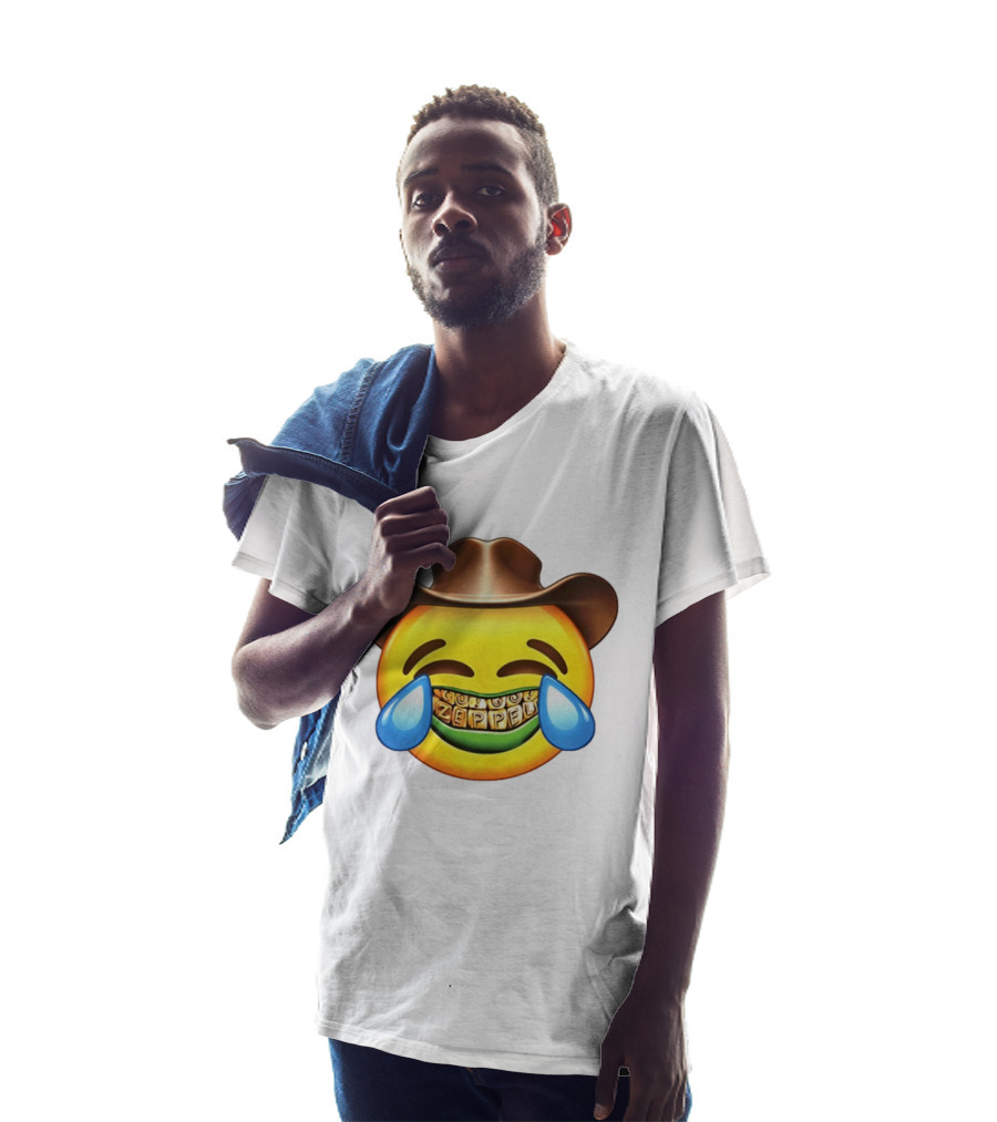 Emoji Green Guy Cowboy Tears Of Joy Zeppel Teeth Grills T-Shirt