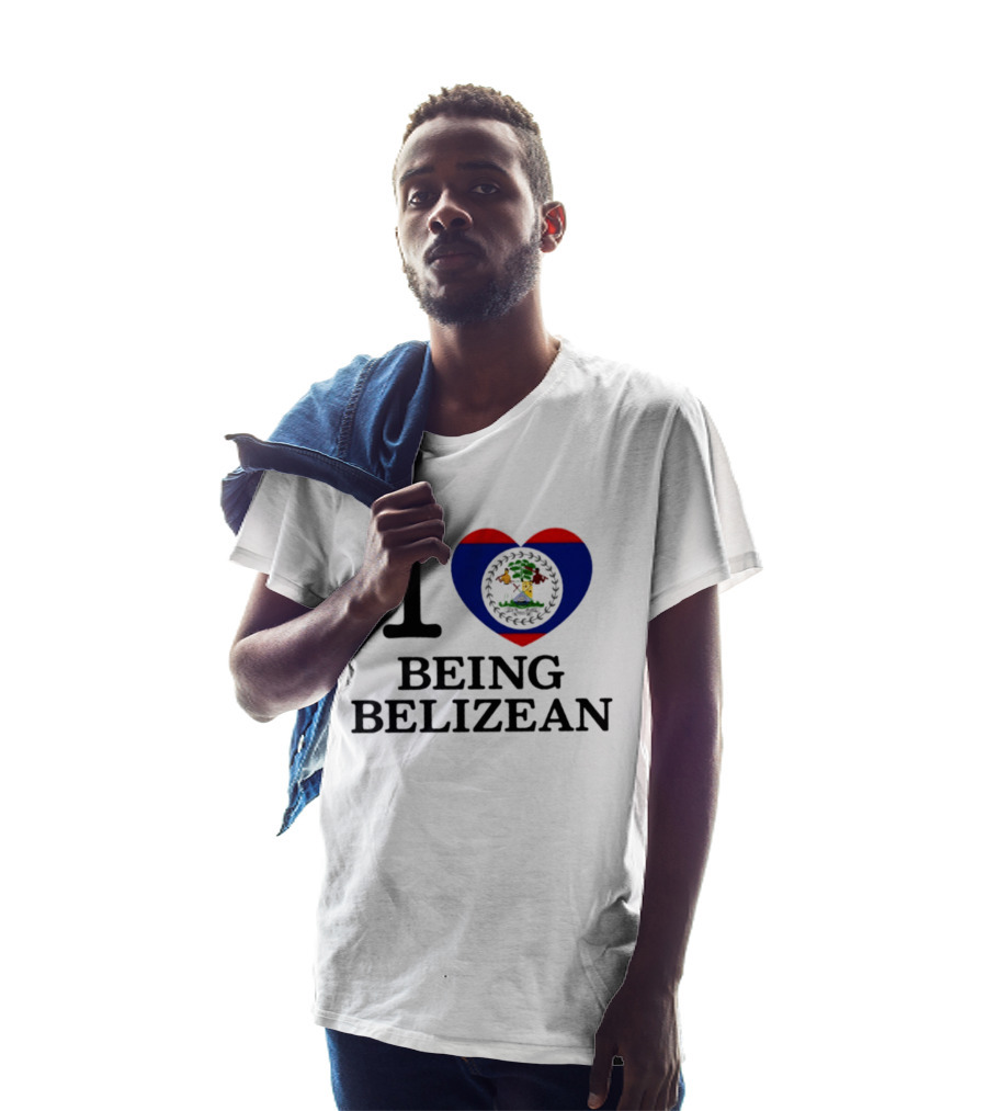 I Love Being Belizean Heart Flag T-Shirt