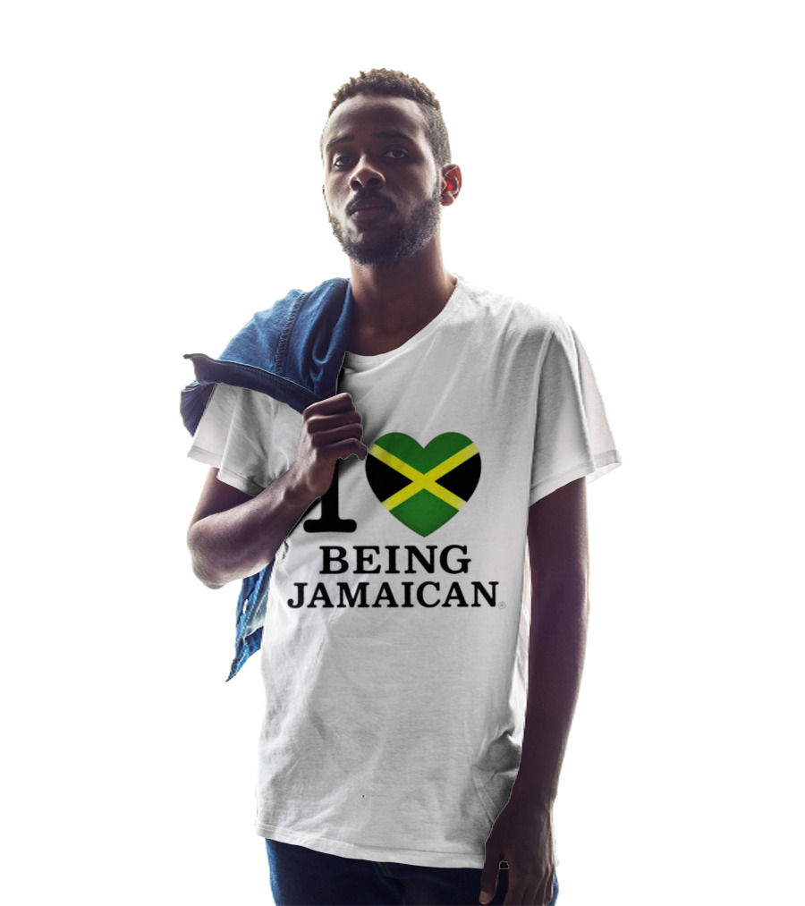 I Love Being Jamaican Flag Heart T-Shirt