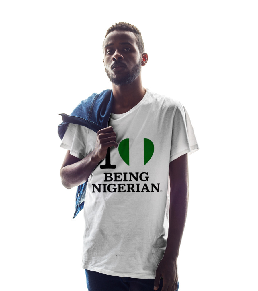 Love Being Nigerian Flag Heart T-Shirt