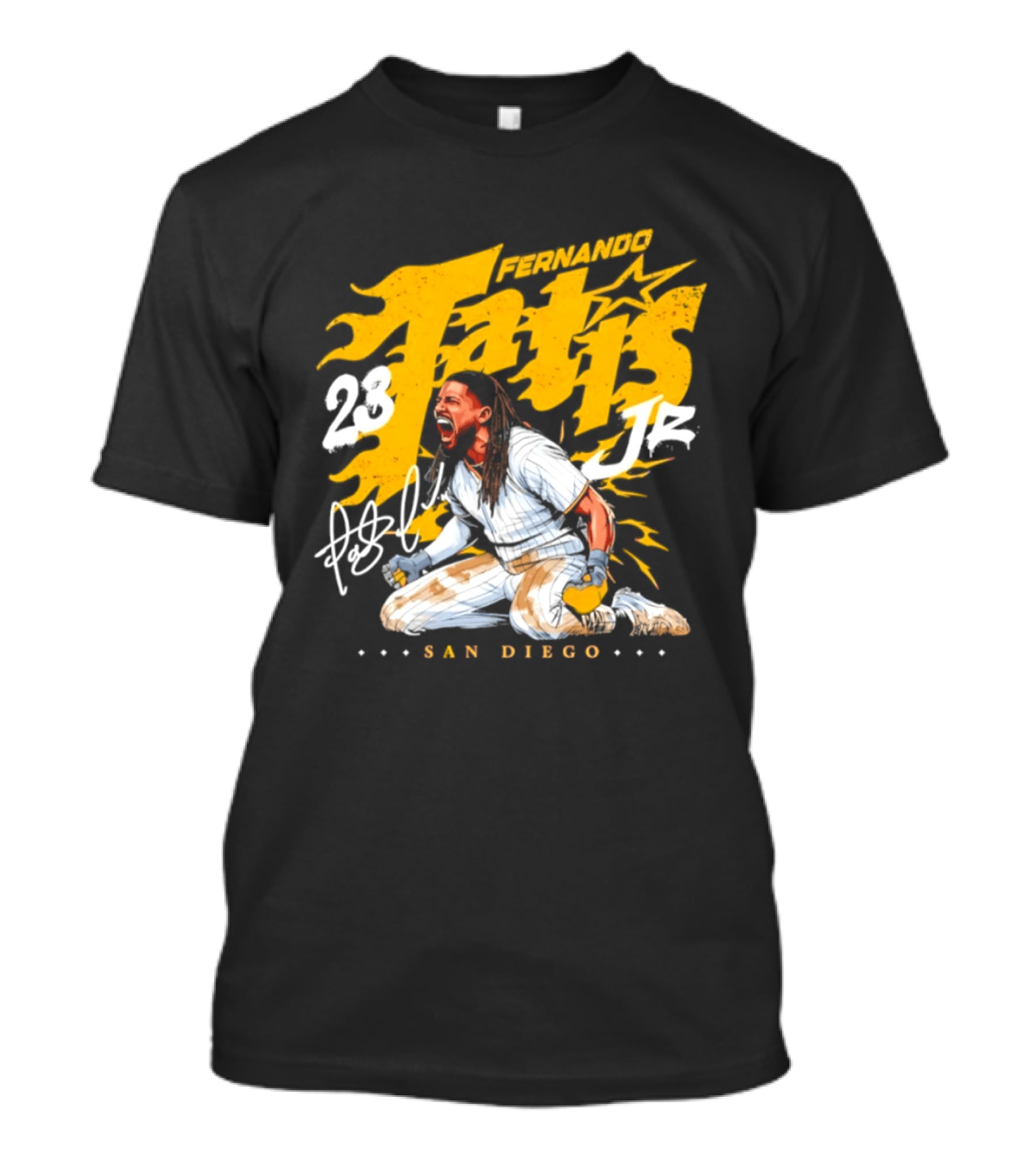Fernando Tatis Jr 23 San Diego Padres Scream Slide Signature T-Shirt