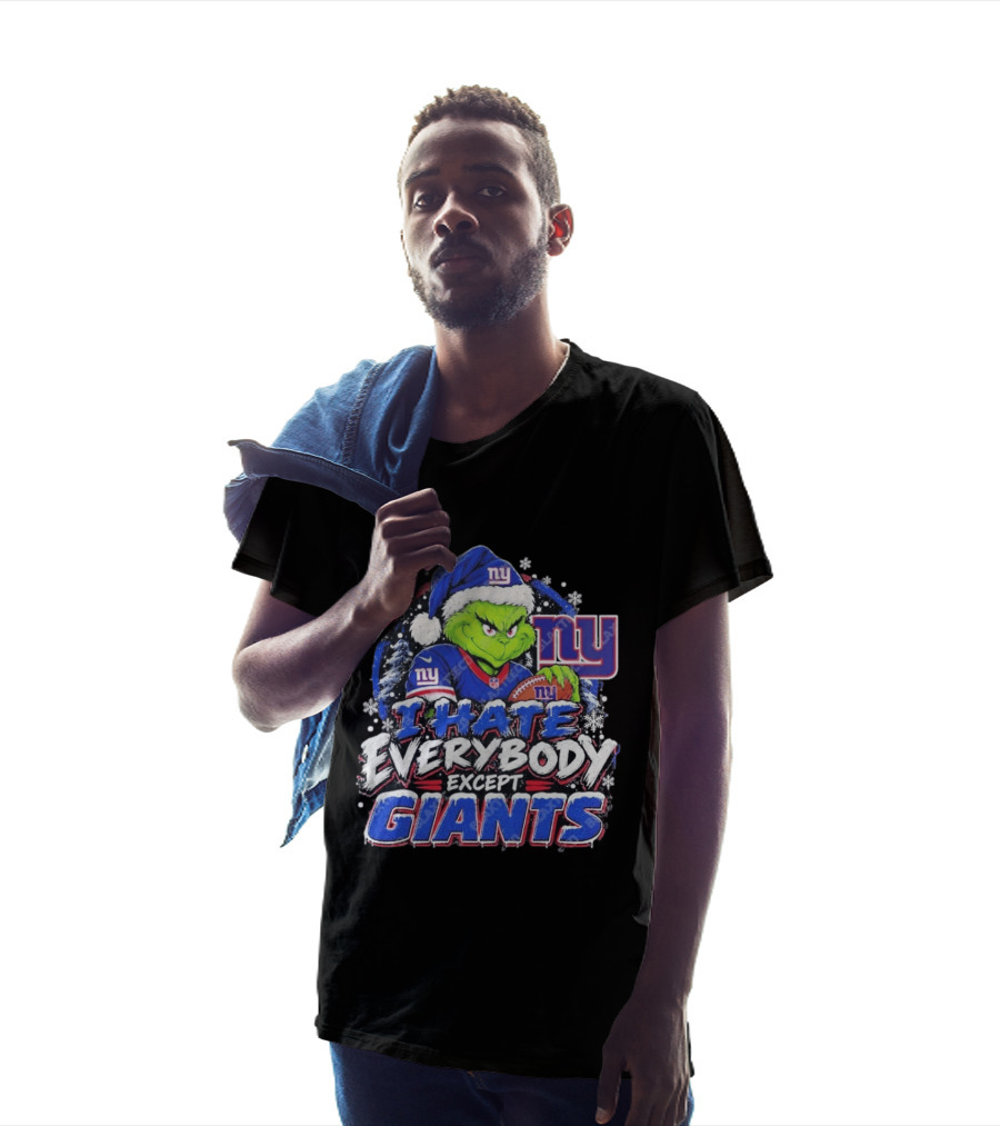 New York Giants Grinch I Hate Everybody Except Giants Fans Christmas Holiday T-Shirt