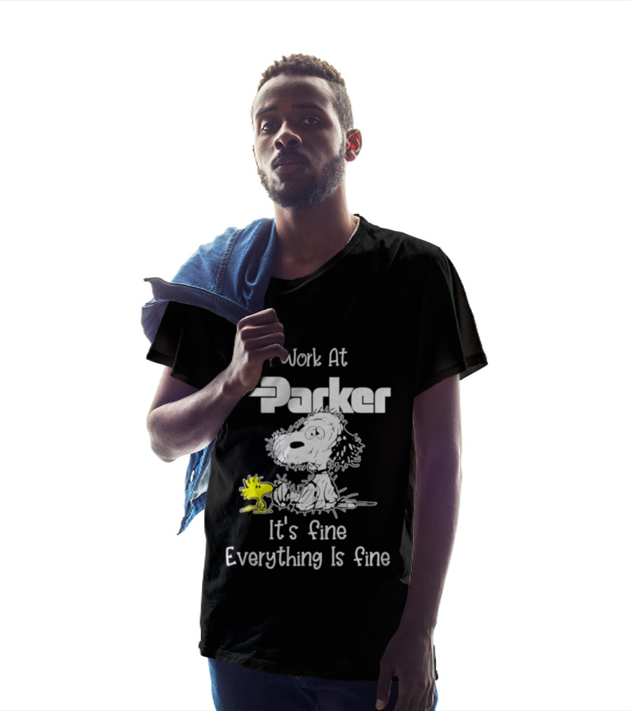 I Work At Parker Snoopy And Woodstock It's Fine Everything Is Fine T-Shirt