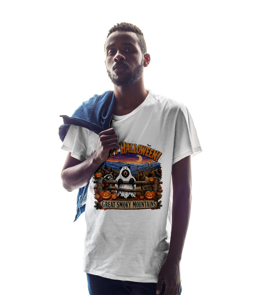 Happy Halloween Boo Great Smoky Mountains Bear Raccoon Deer T-Shirt
