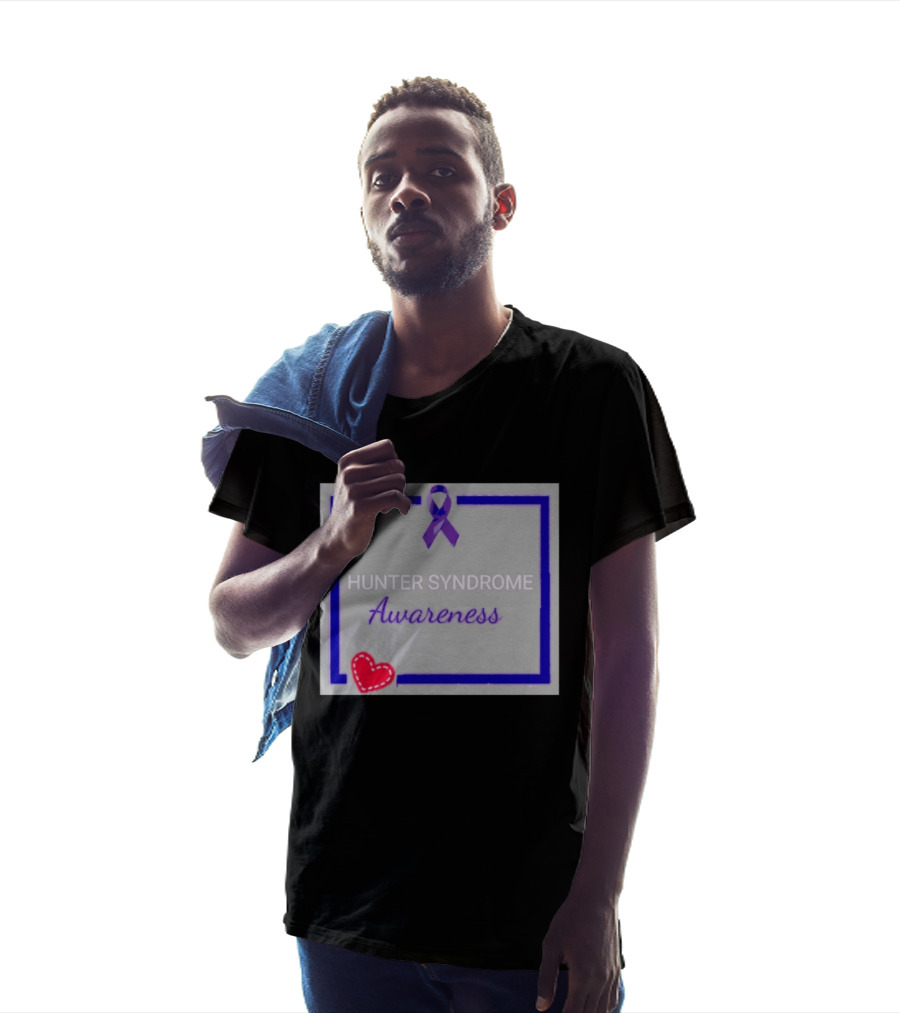 Hunter Syndrome Awareness Purple Ribbon And Heart Symbolization T-Shirt