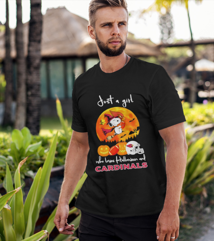 Just A Girl Who Loves Halloween And Cardinals Snoopy Woodstock Pumpkin 2026 T-Shirt