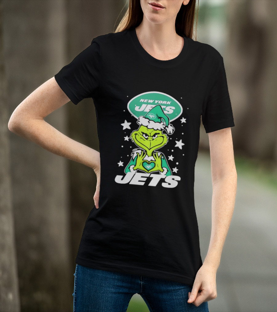 New York Jets Grinch Christmas 2026 Football Love Hands T-Shirt
