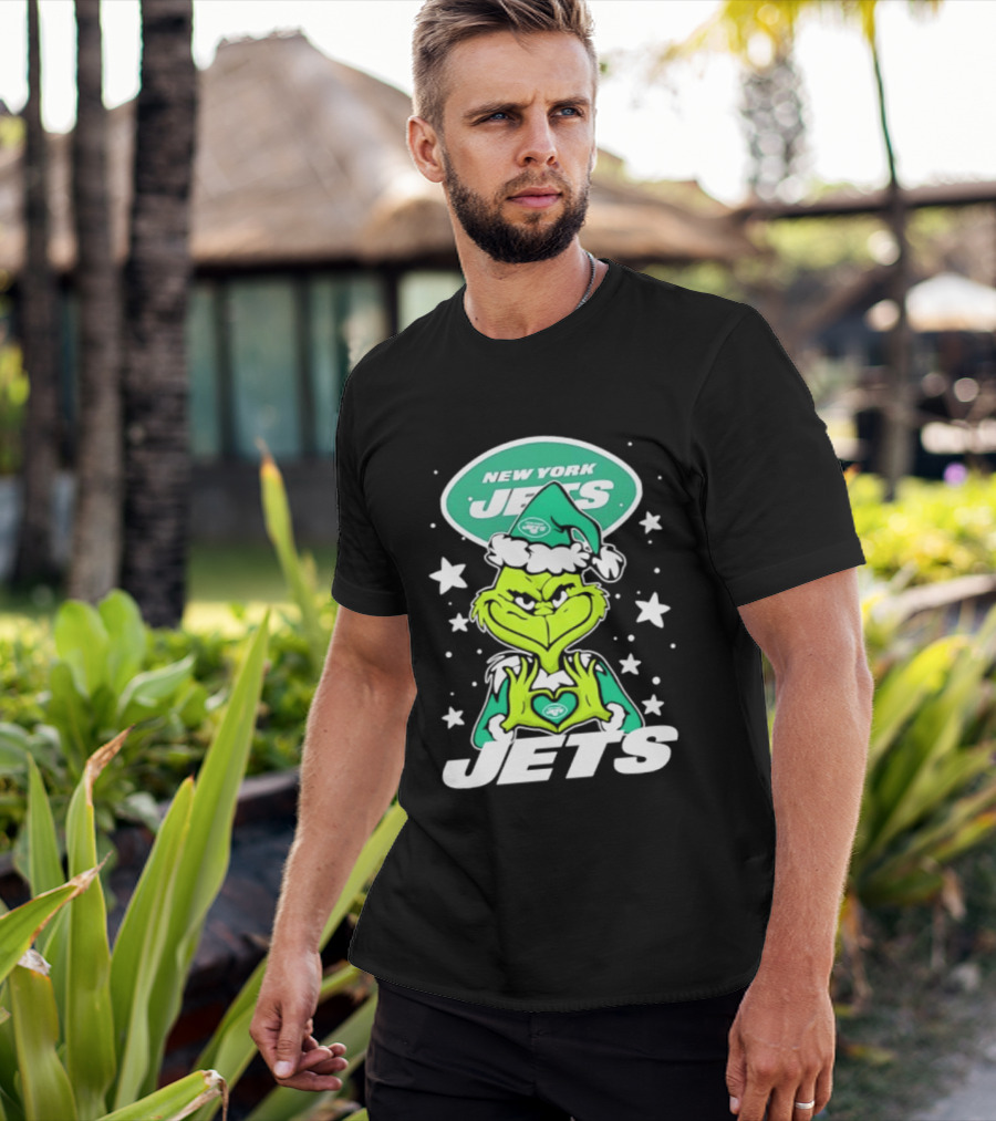 New York Jets Grinch Christmas 2026 Football Love Hands T-Shirt