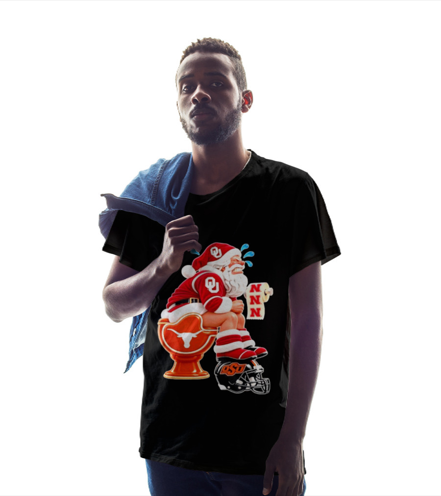 OU Oklahoma Sooners Santa Claus Toilet Texas Longhorns OSU Cowboys Football Meme T-Shirt