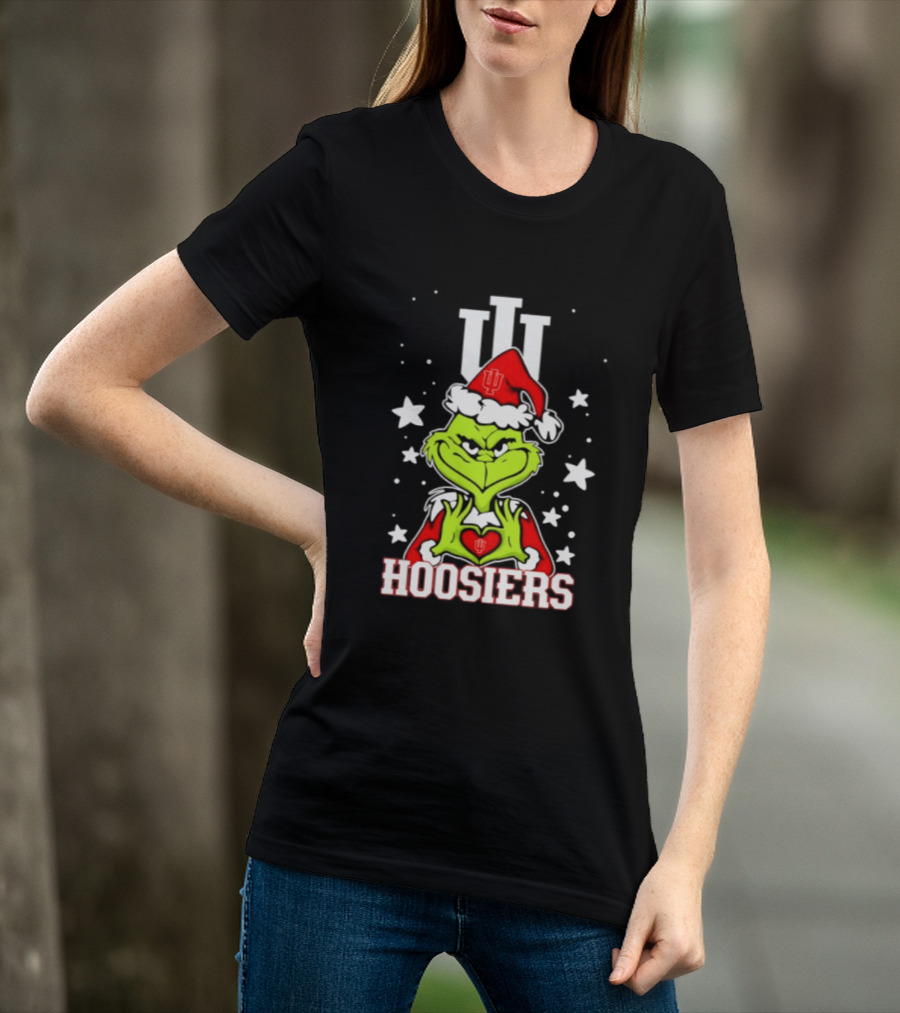 Indiana Hoosiers Grinch Christmas Love Hands 2026 Football T-Shirt