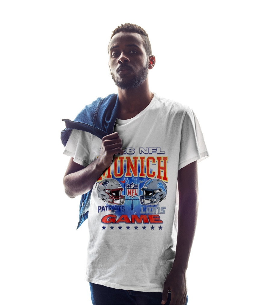 2026 NFL Munich Game New England Patriots Vs Detroit Lions Helmets T-Shirt