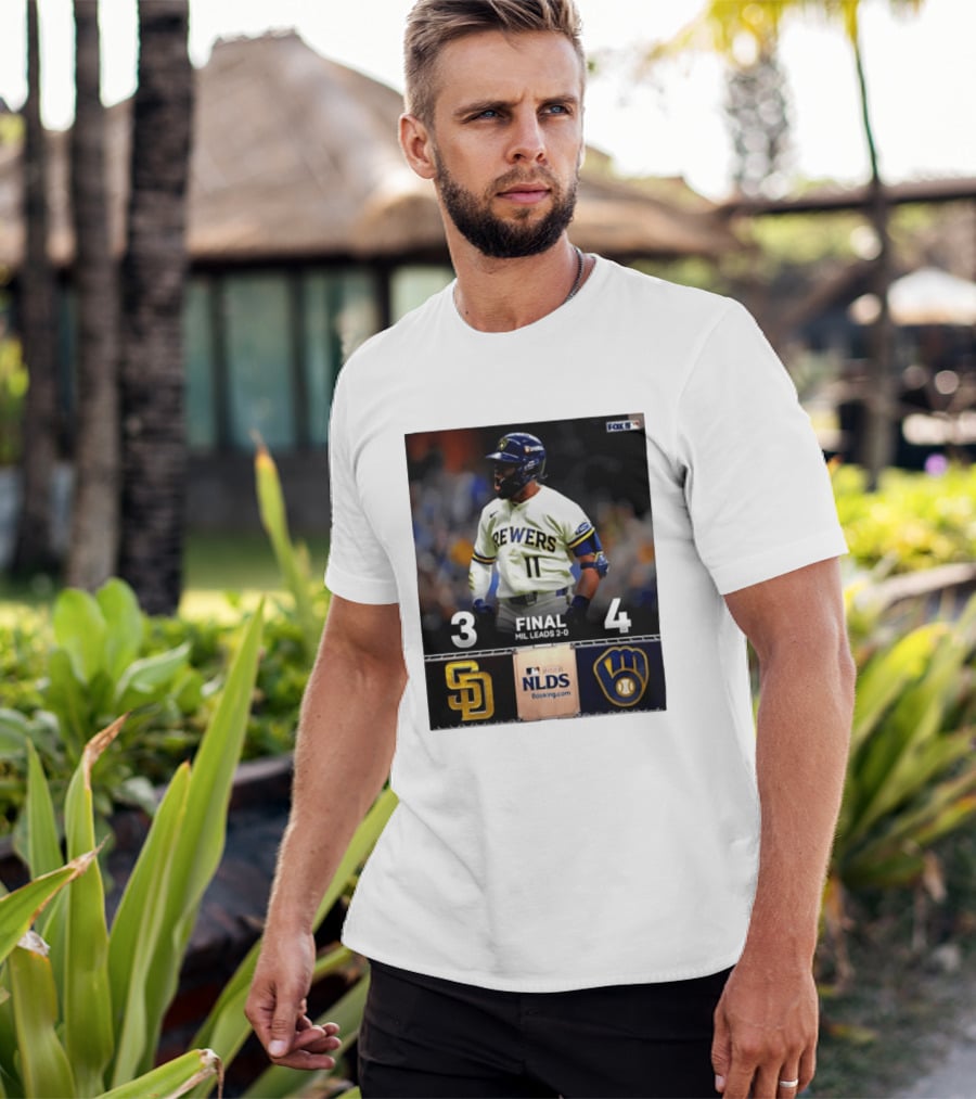 Milwaukee Brewers Vs San Diego Padres 4 3 Game 2 2026 NLDS Final Score MIL Leads 2 0 T-Shirt