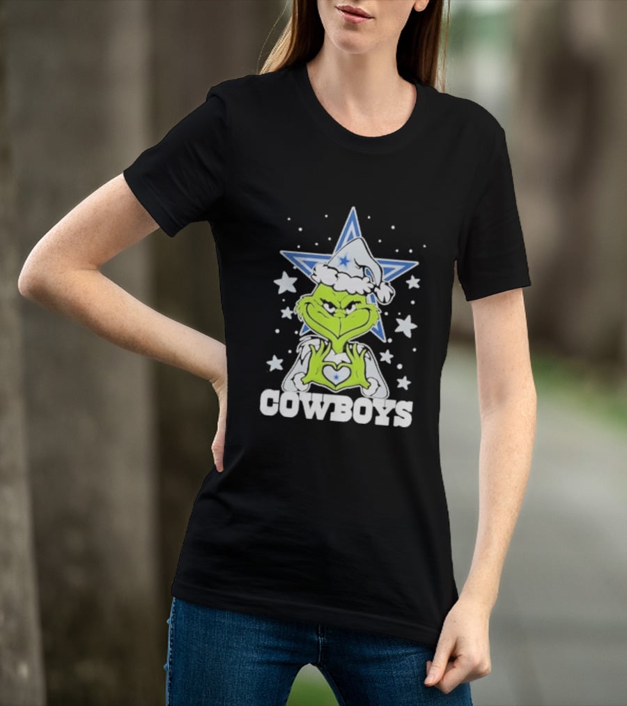 Dallas Cowboys Grinch Love Hands Christmas Star 2026 Football T-Shirt