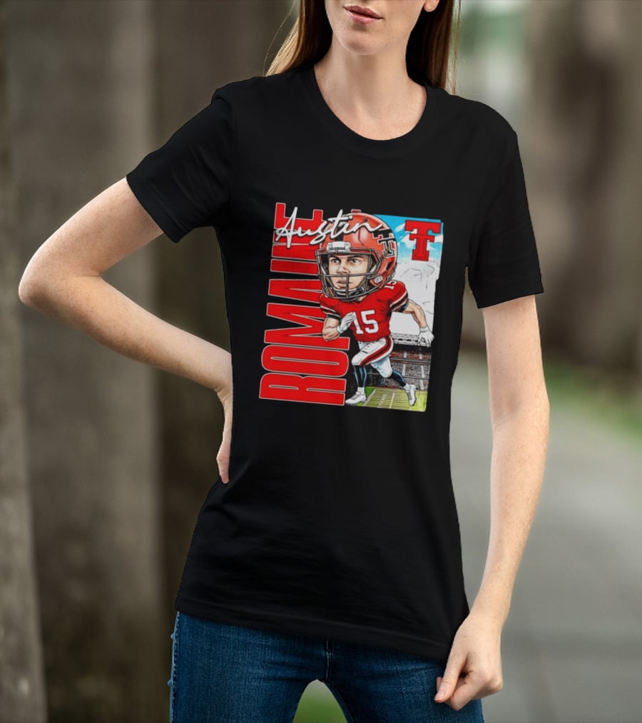 Austin Romaine Texas Tech Red Raiders Football NCAA Stadium Caricature T-Shirt