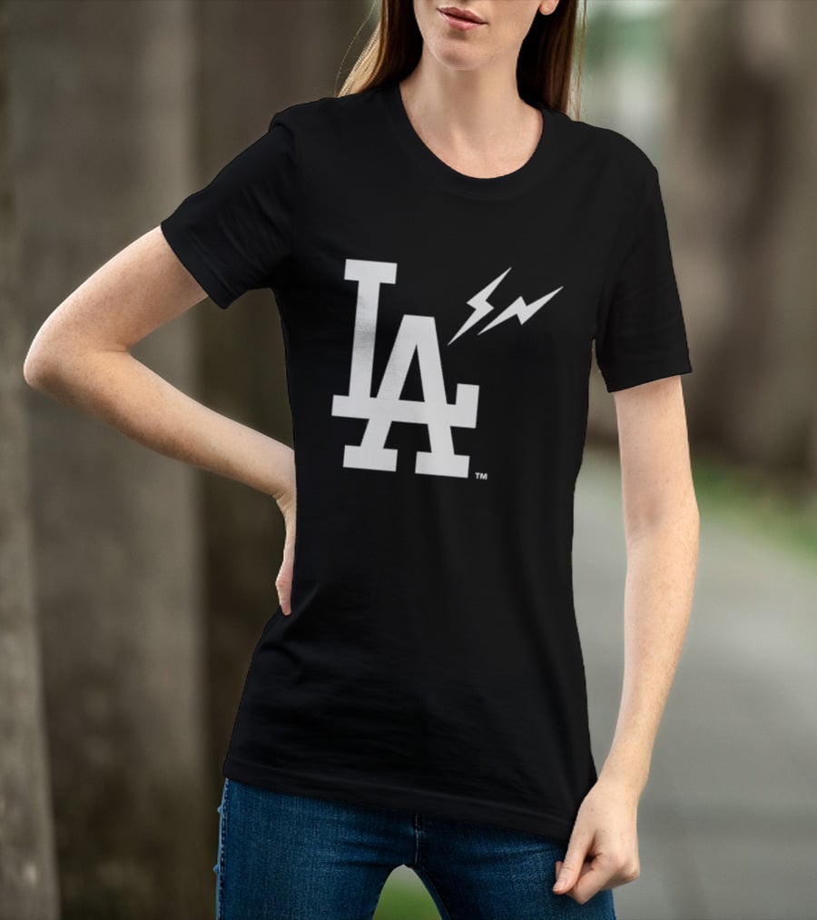 Los Angeles Dodgers Fragment LA Thunder Lightning Bolt T-Shirt