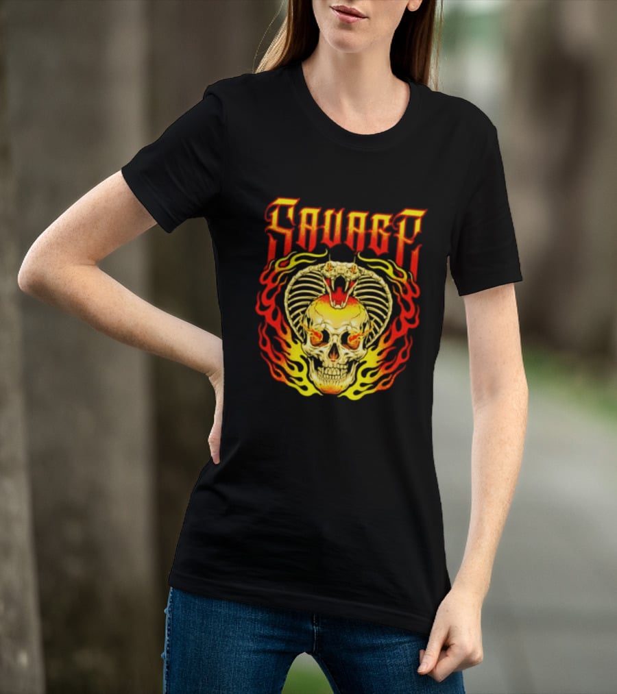 Savage Cobra Skull Fire Fusion Streetwear T-Shirt