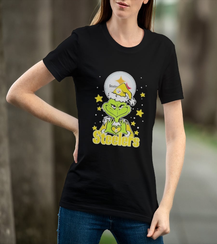 Pittsburgh Steelers Grinch Christmas Love Hands 2026 Football T-Shirt